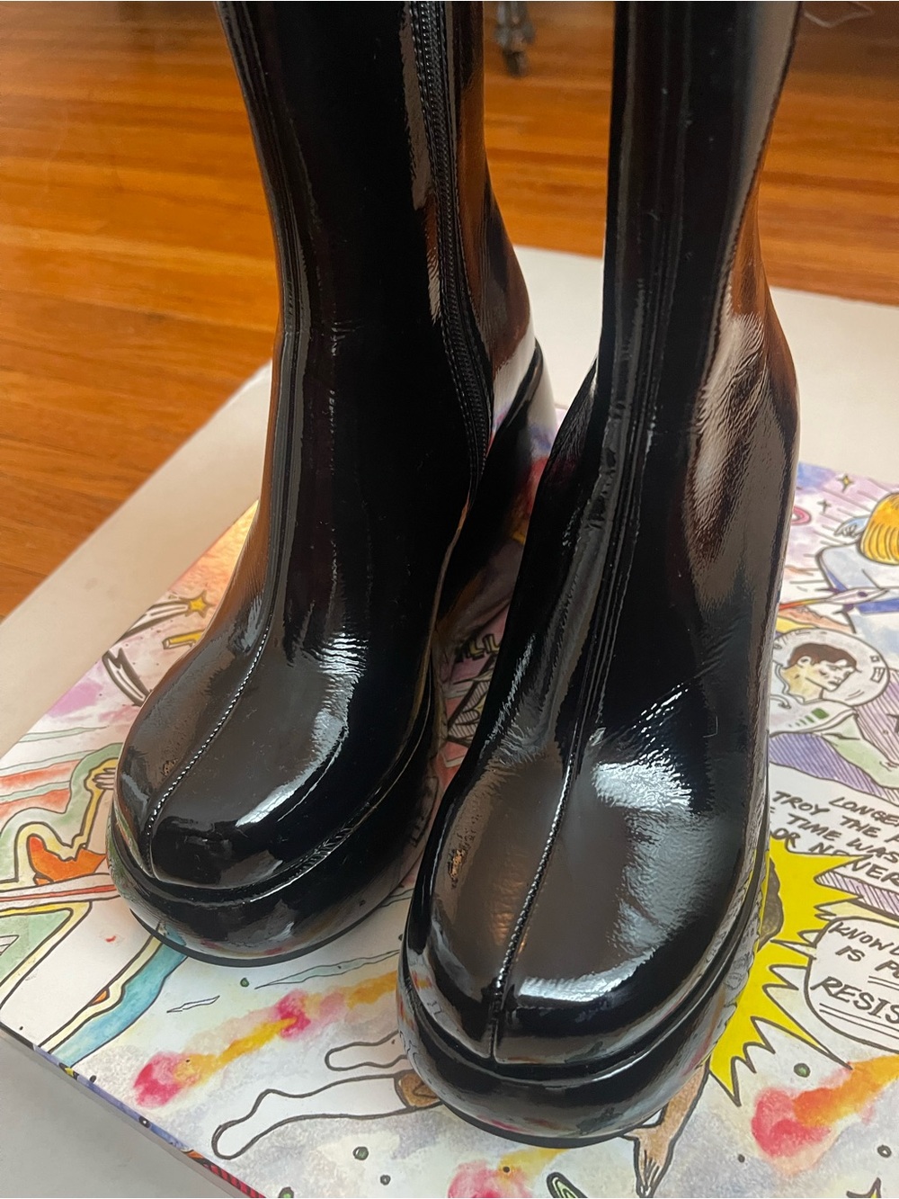 Jeffrey Campbell Glossy Black Patent Ankle Booties - Picture 6 of 8